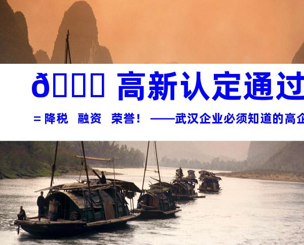 🏆 高新认定通过 = 降税 + 融资 + 荣誉！ ——武汉企业必须知道的高企红利清单